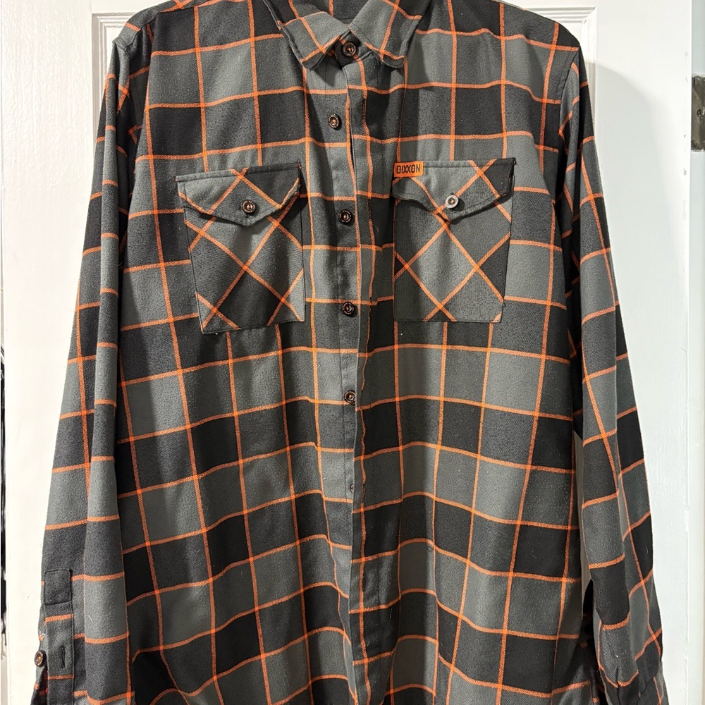 DIXXON Heritage Black and Orange Plaid Button Down Shirt